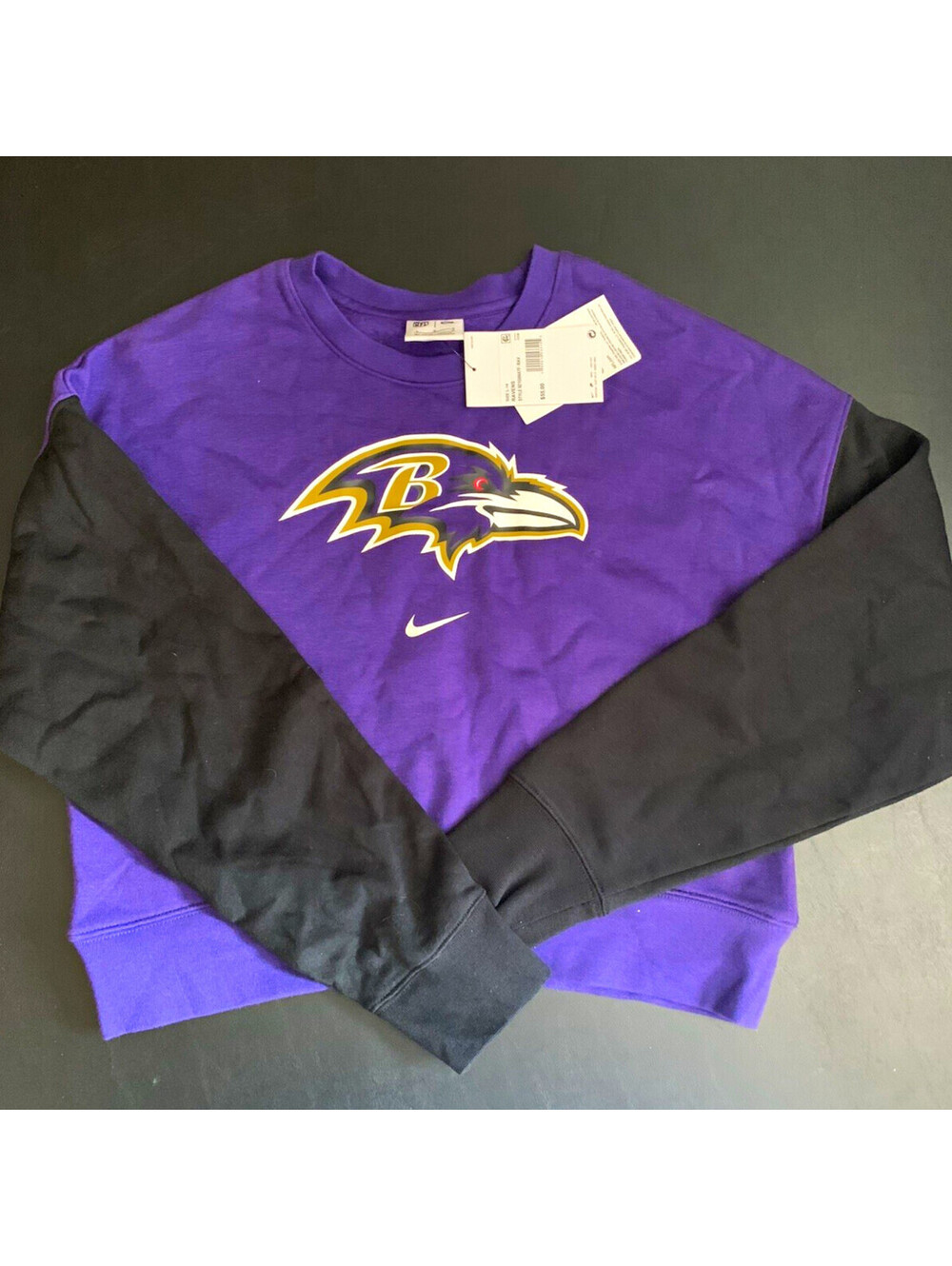 Nike Baltimore Ravens NFL Women’s Pullover Cropped Sweatshirt Purple/Black L